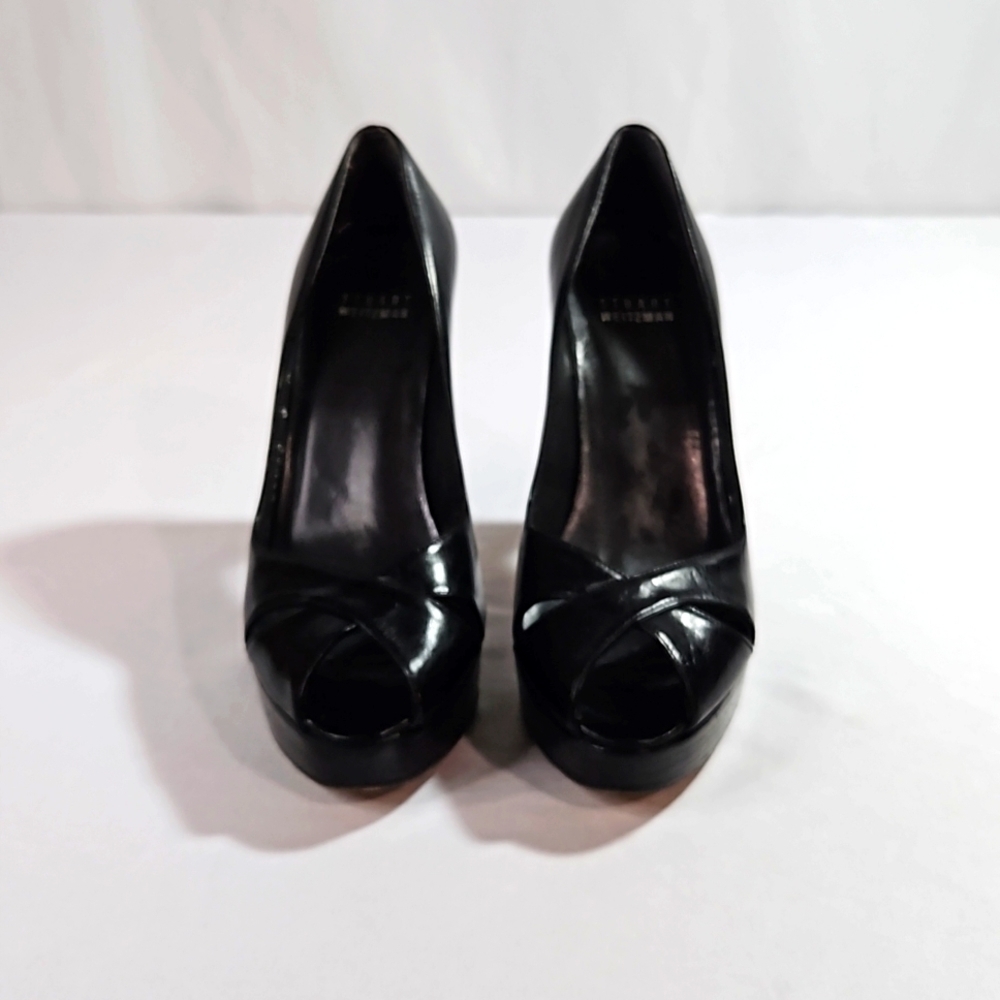 Stuart Weitzman Sz 6 Black Leather Heels